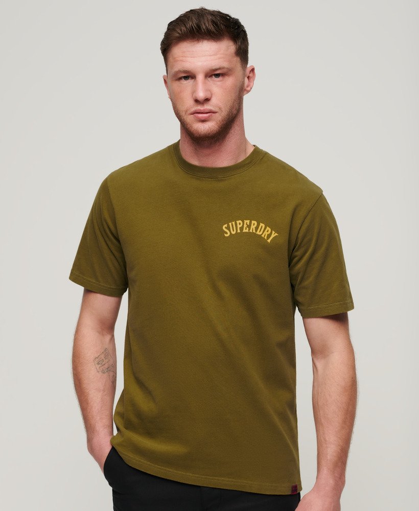 tattoo graphic loose fit t-shirt in dennengroen
