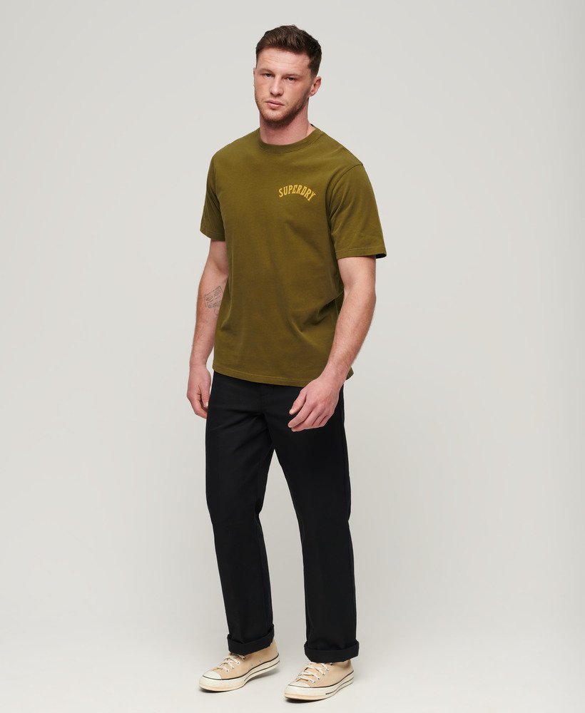 tattoo graphic loose fit t-shirt in dennengroen