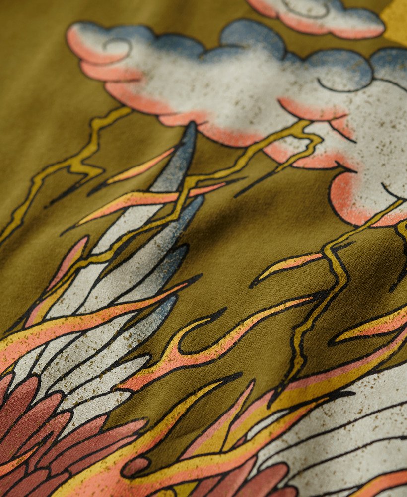 tattoo graphic loose fit t-shirt in dennengroen