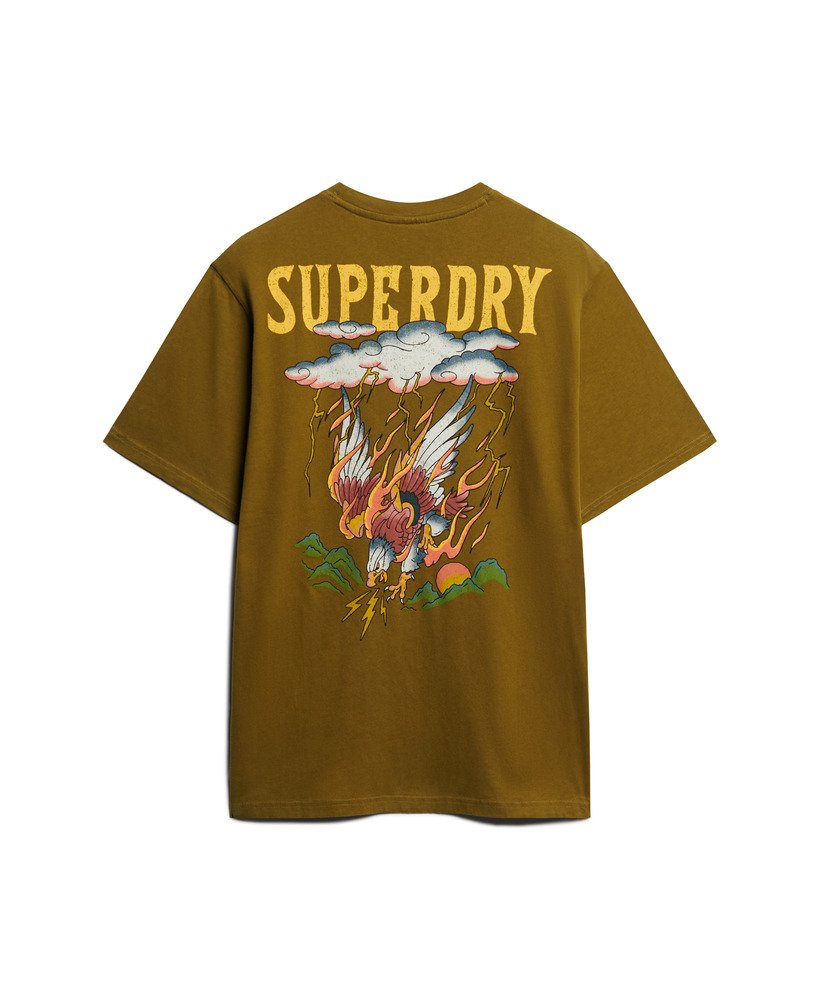 tattoo graphic loose fit t-shirt in dennengroen