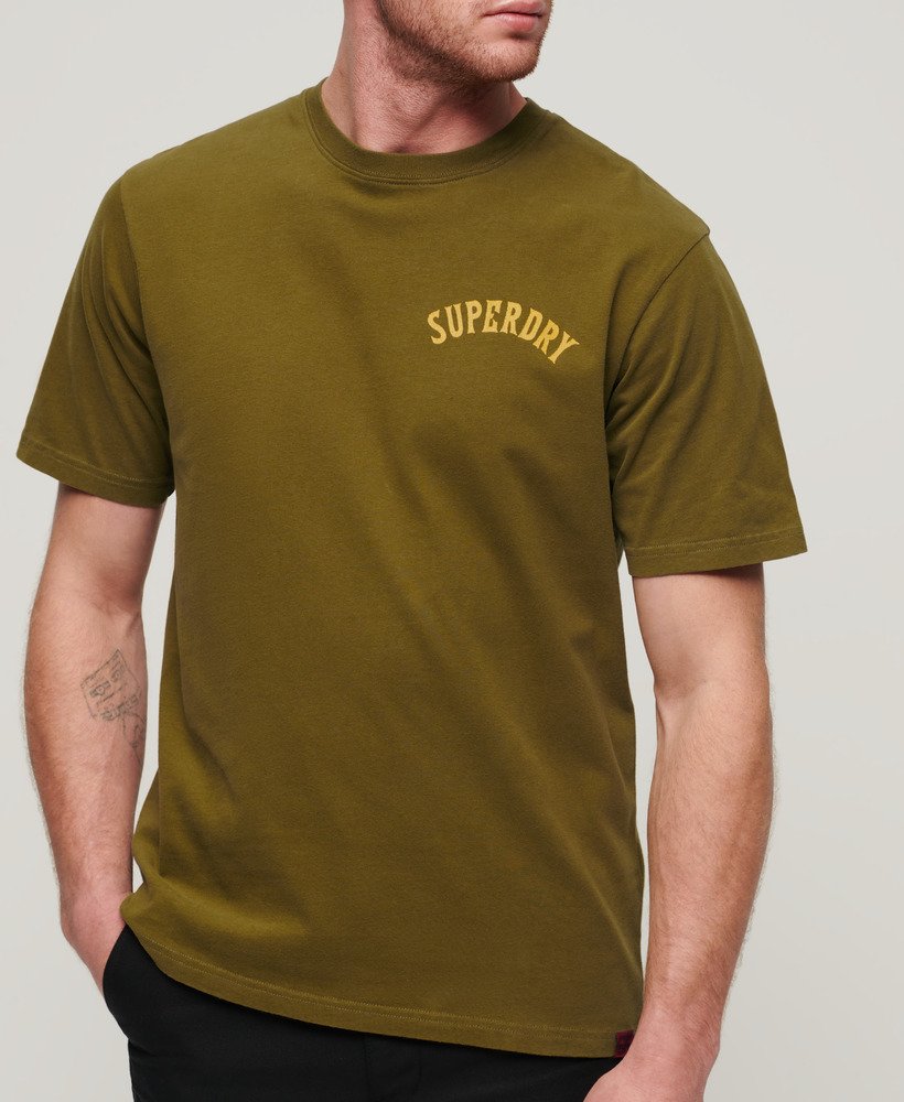 tattoo graphic loose fit t-shirt in dennengroen