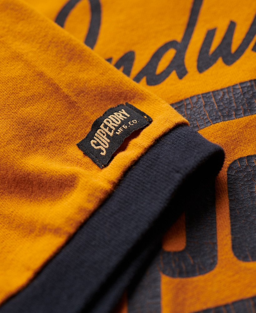 ringer workwear graphic t-shirt in heritage ochre browneclipse navy