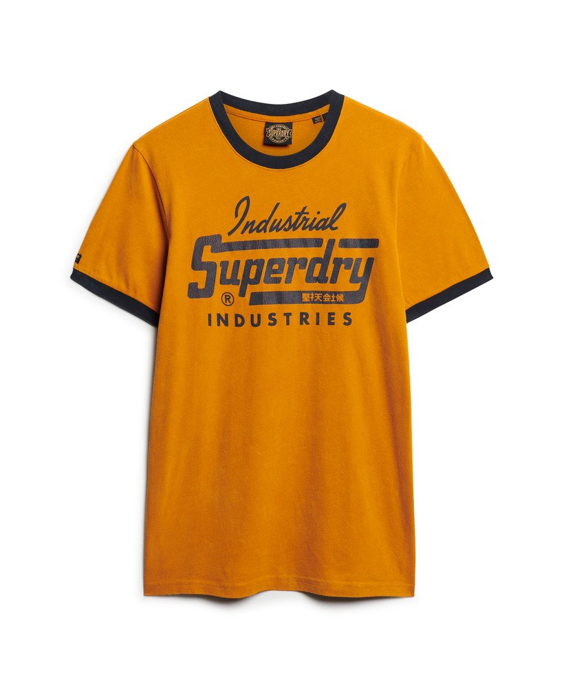 ringer workwear graphic t-shirt in heritage ochre browneclipse navy