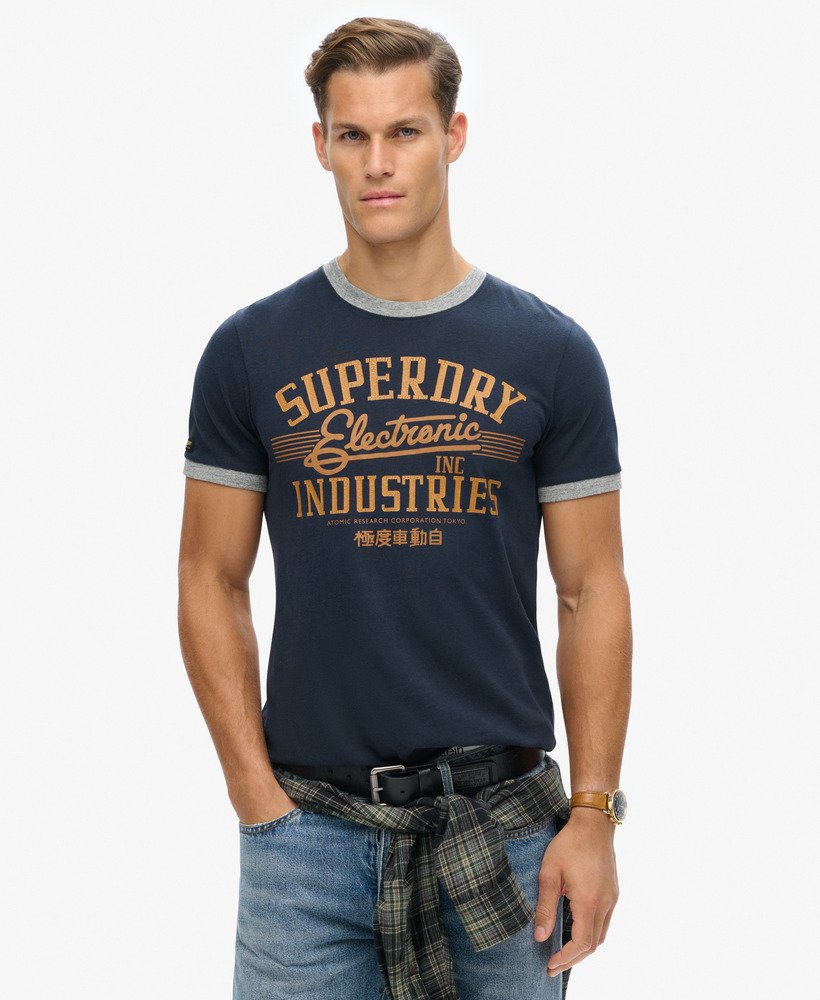 ringer workwear graphic t-shirt in eclipse navyathletic grey marl