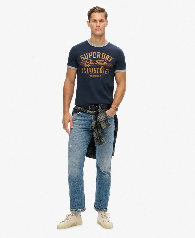 ringer workwear graphic t-shirt in eclipse navyathletic grey marl