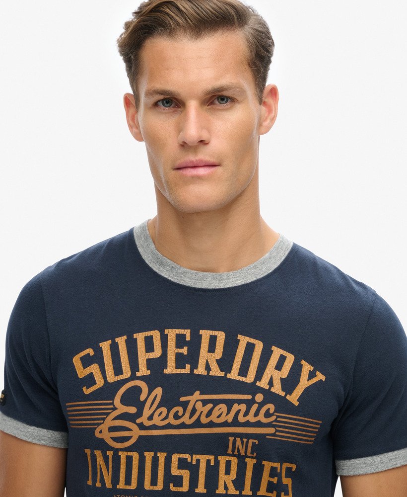 ringer workwear graphic t-shirt in eclipse navyathletic grey marl