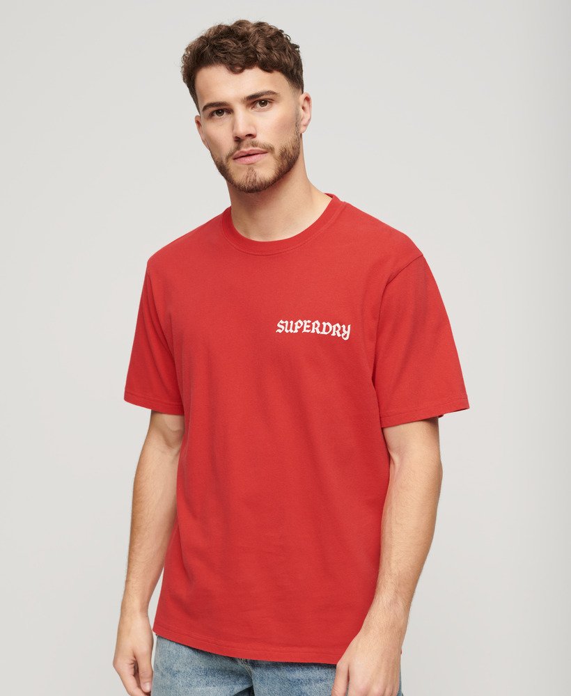 tattoo graphic loose fit t-shirt in soda pop red