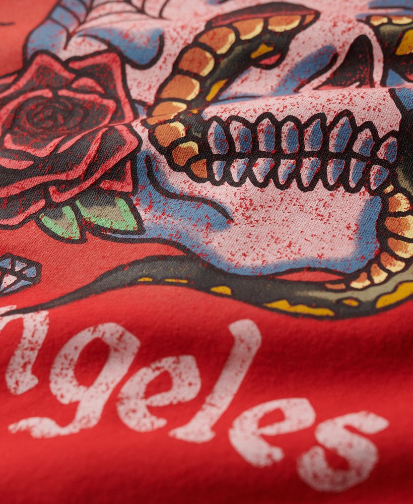 tattoo graphic loose fit t-shirt in soda pop red