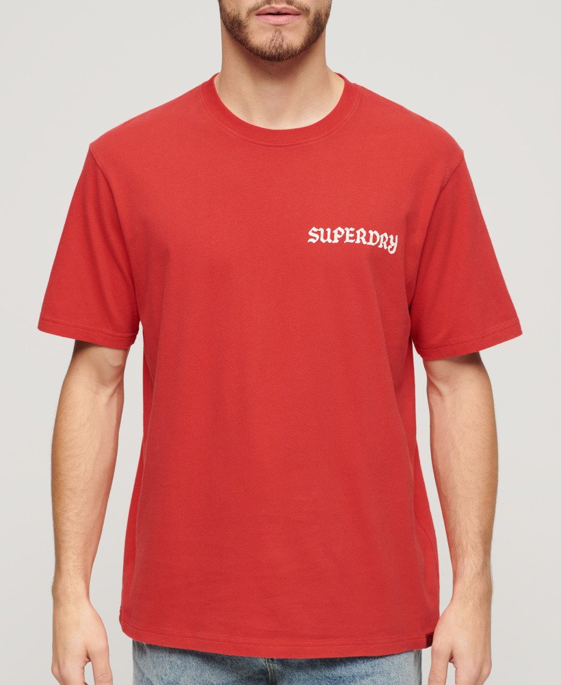 tattoo graphic loose fit t-shirt in soda pop red