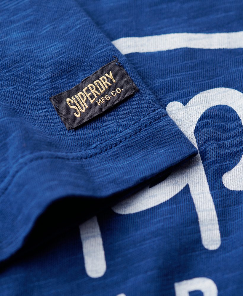 copper label script t-shirt in pilot mid blue slub