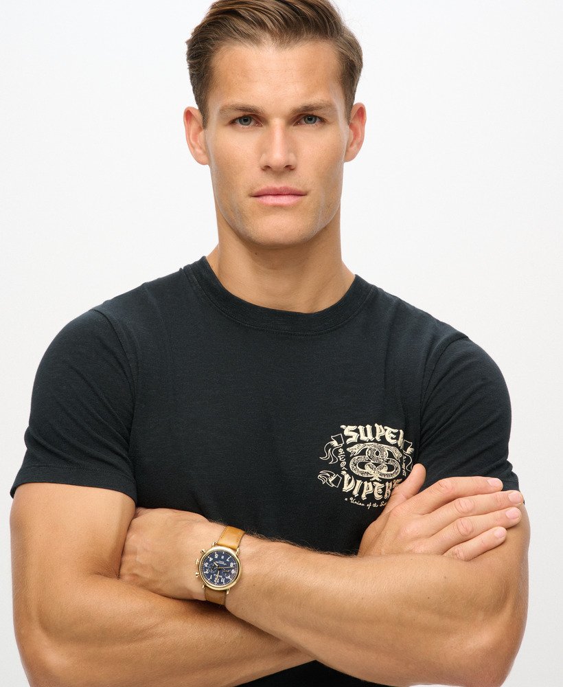 retro rock t-shirt met graphic print in zwart