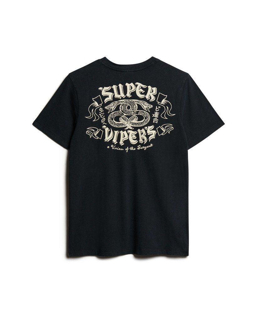 retro rock t-shirt met graphic print in zwart