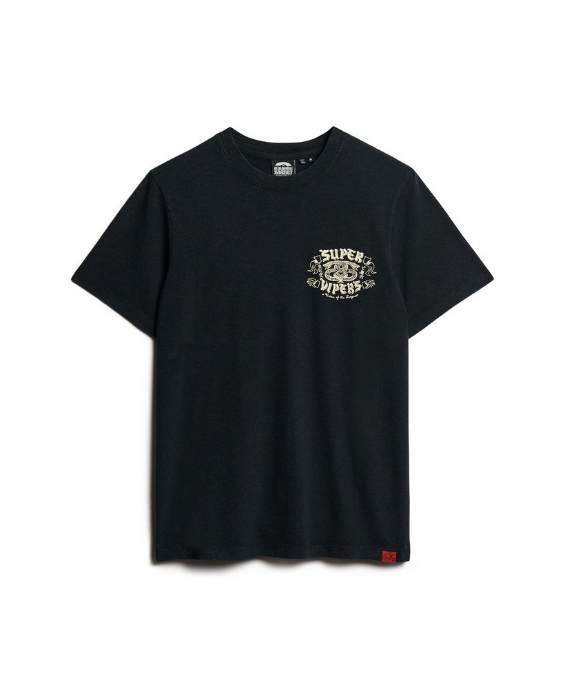 retro rock t-shirt met graphic print in zwart