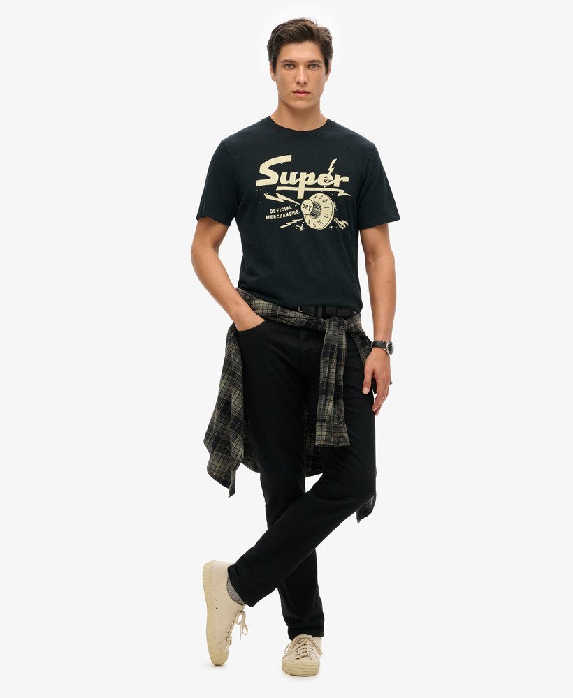 retro rock t-shirt met graphic print in gitzwart