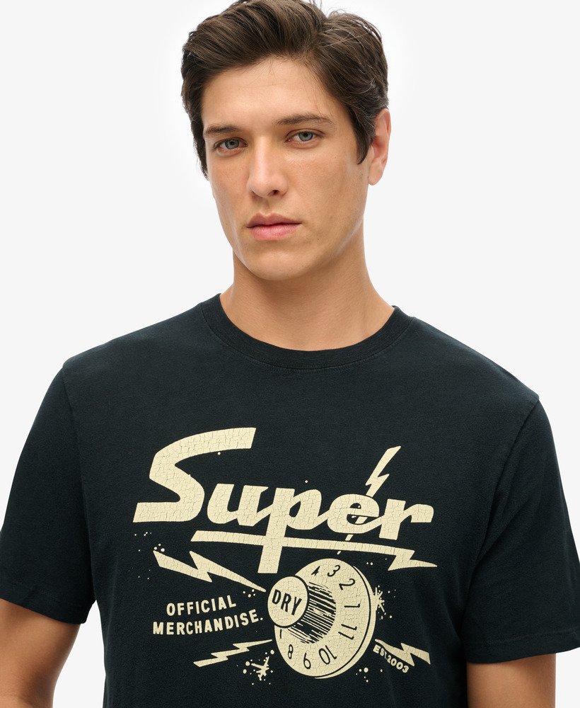 retro rock t-shirt met graphic print in gitzwart