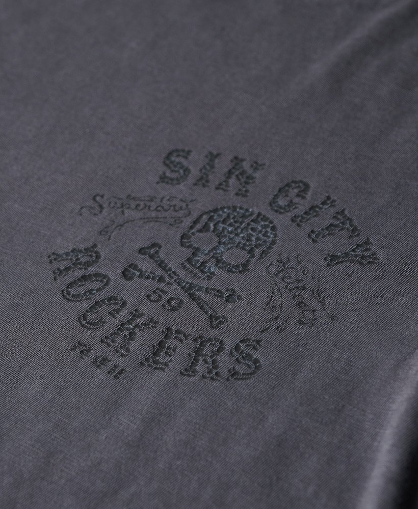retro rock t-shirt met graphic print in antracietgrijs.