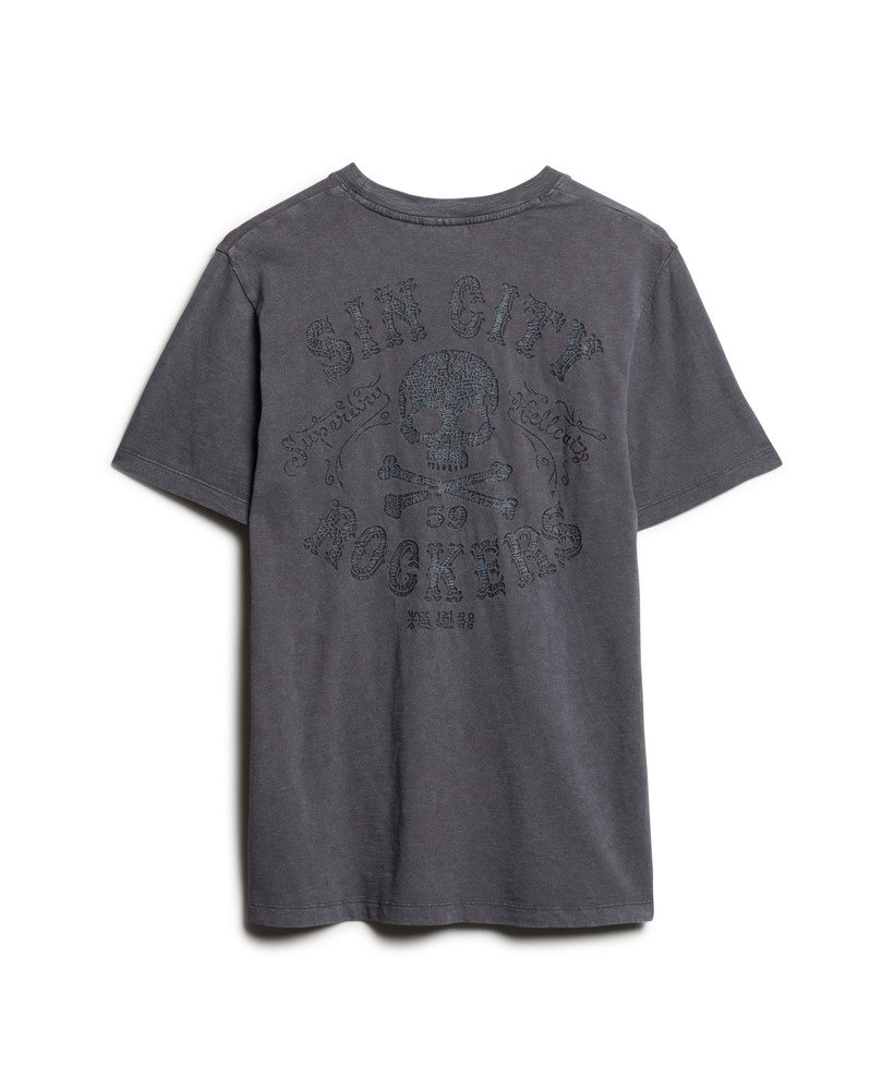 retro rock t-shirt met graphic print in antracietgrijs.