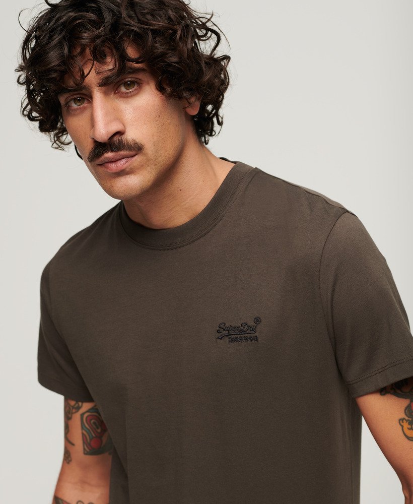 t-shirt van biologisch katoen met geborduurd essential-logo in vintage zwart.