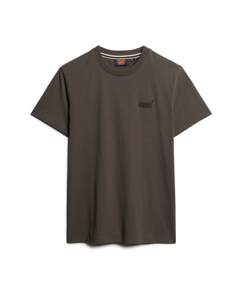 t-shirt van biologisch katoen met geborduurd essential-logo in vintage zwart.