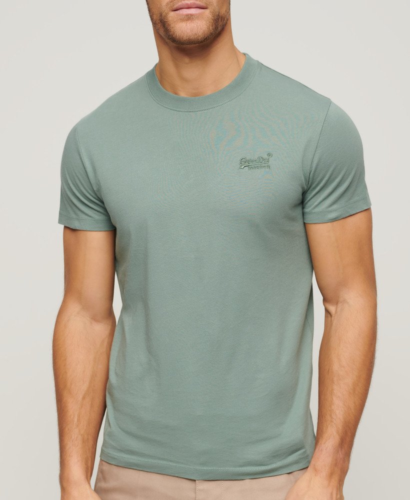 t-shirt van biologisch katoen met geborduurd essential-logo in zeewatergrijs.