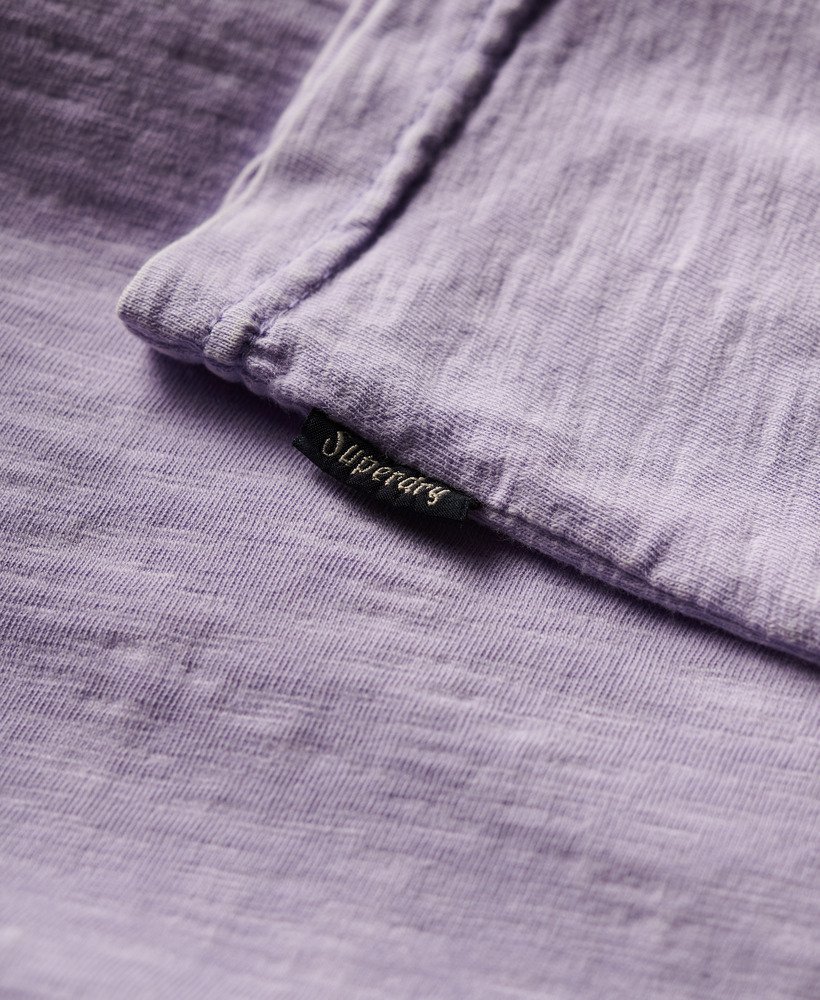 cali striped logo t-shirt in licht lavendelpaarse slub