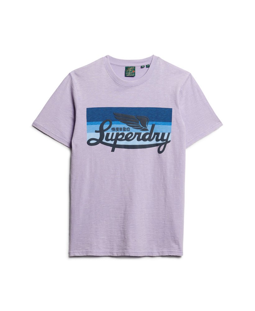 cali striped logo t-shirt in licht lavendelpaarse slub