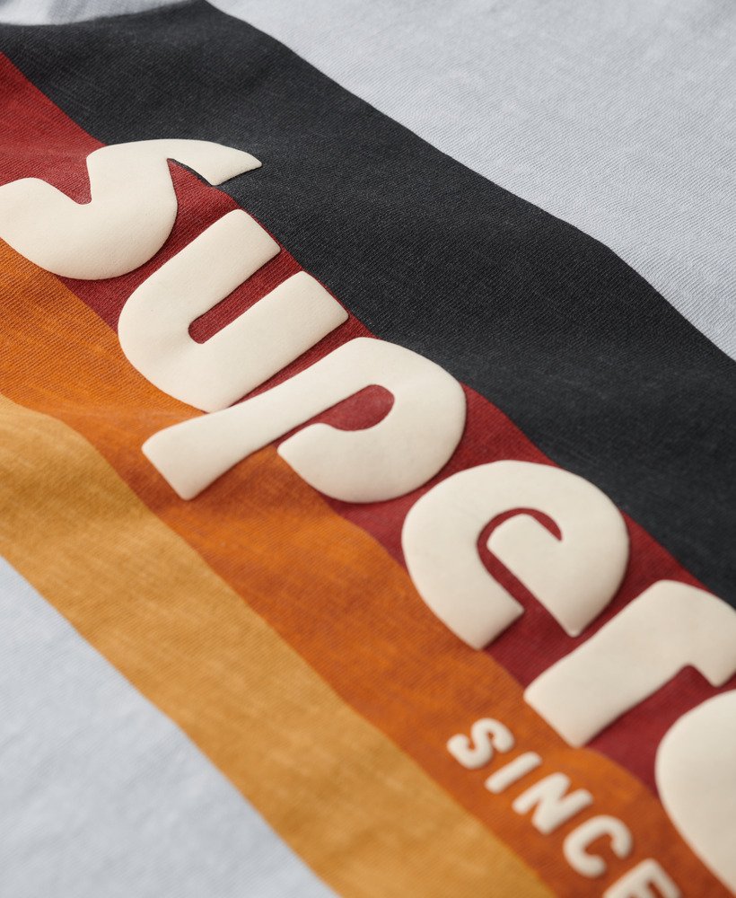 cali striped logo t-shirt in sea salt blue slub