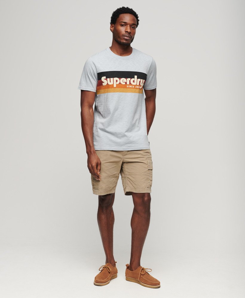 cali striped logo t-shirt in sea salt blue slub