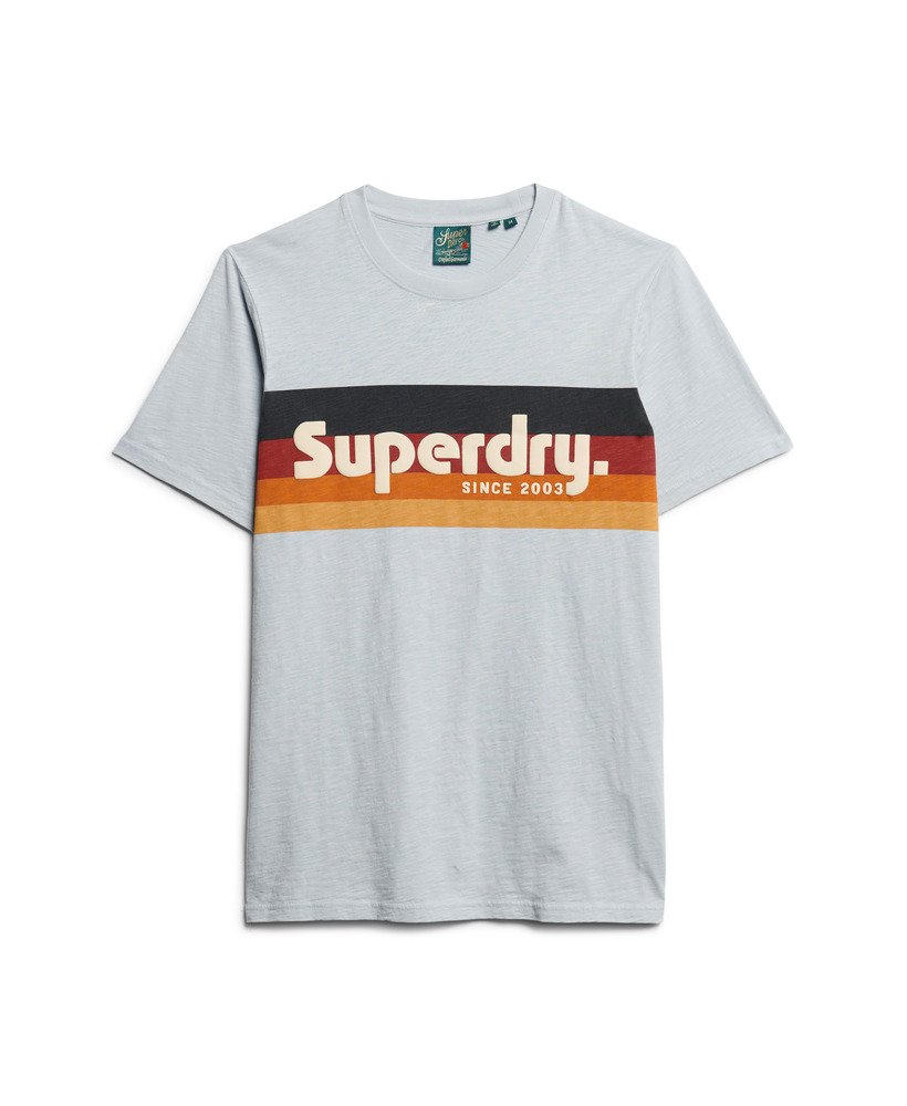 cali striped logo t-shirt in sea salt blue slub
