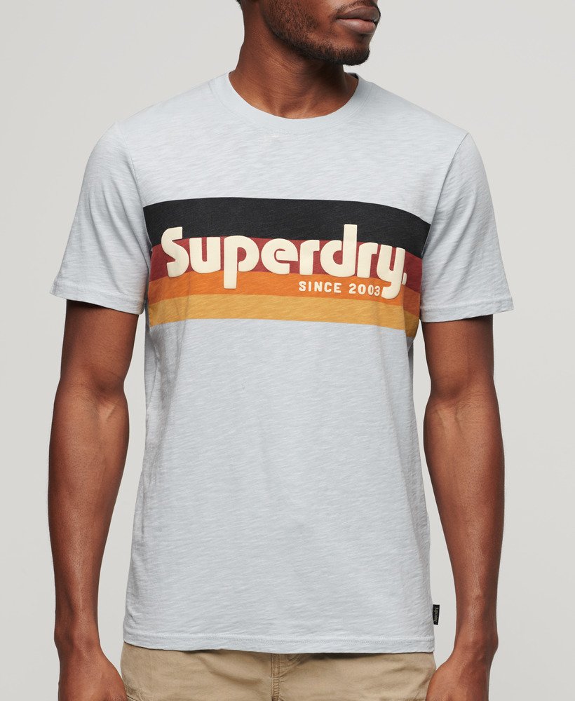 cali striped logo t-shirt in sea salt blue slub