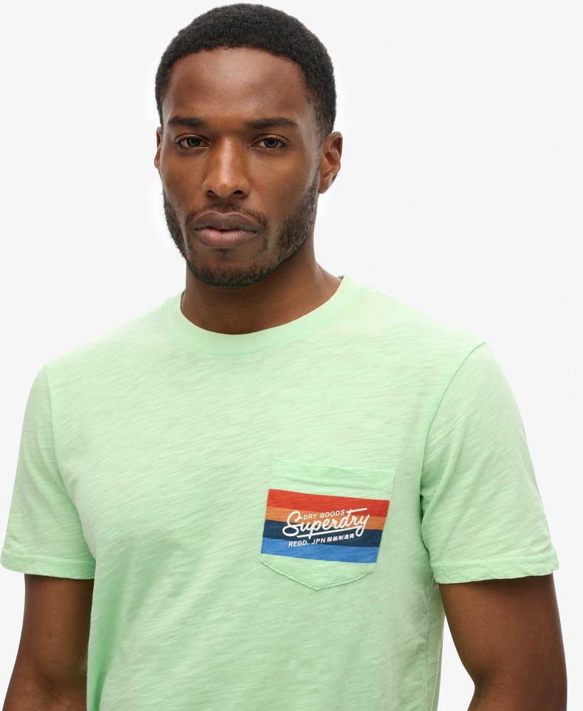 cali striped logo t-shirt in neon mintgroene slub