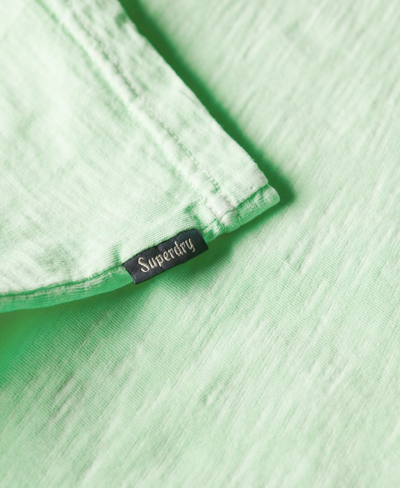 cali striped logo t-shirt in neon mintgroene slub