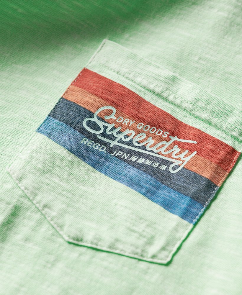 cali striped logo t-shirt in neon mintgroene slub
