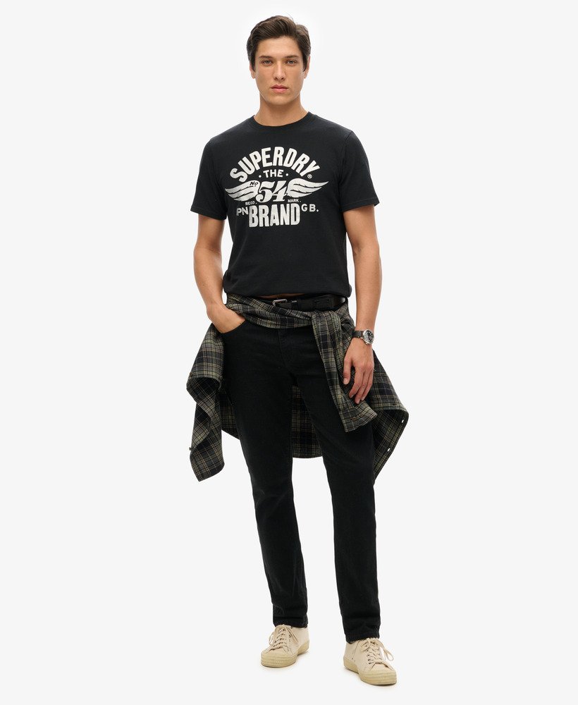vernieuwd klassiek grafisch t-shirt in nero black marl.