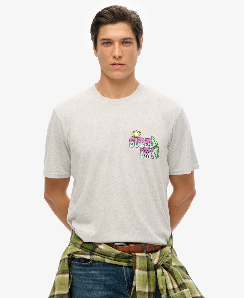neonkleurig losvallend reis-t-shirt in gletsjergrijs gemêleerd