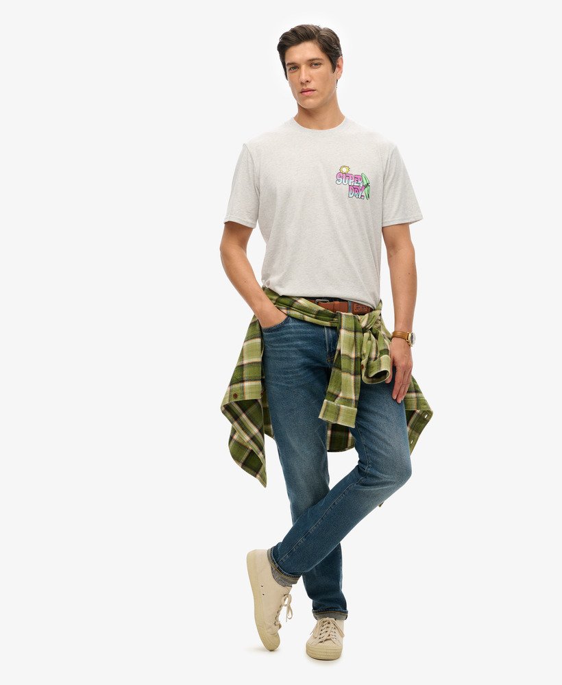 neonkleurig losvallend reis-t-shirt in gletsjergrijs gemêleerd