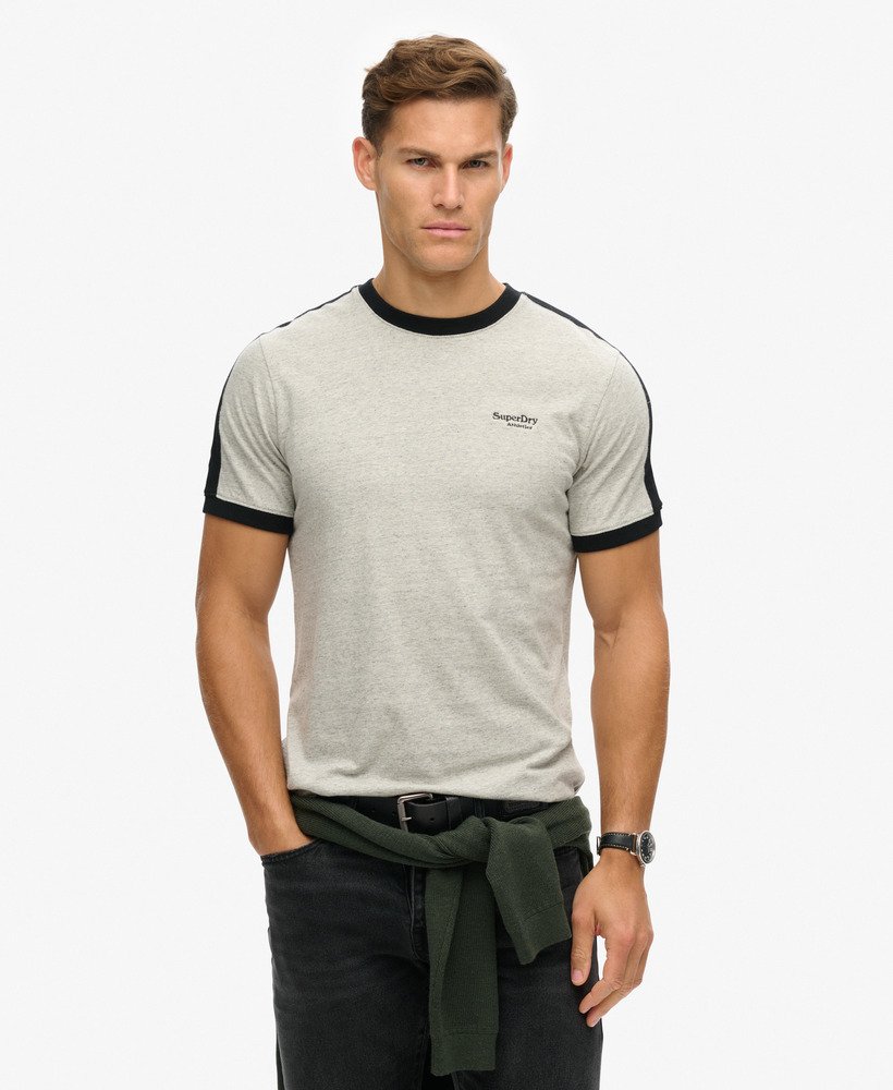 essential logo retro t-shirt in grijs gemêleerdzwart