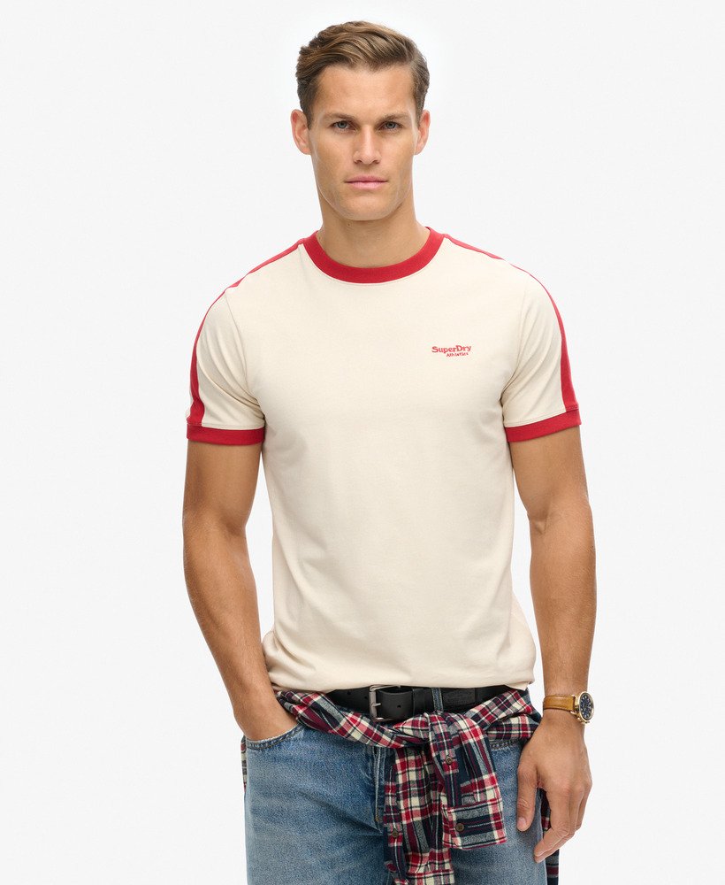 essential logo retro t-shirt in havermoutchilipeperrood