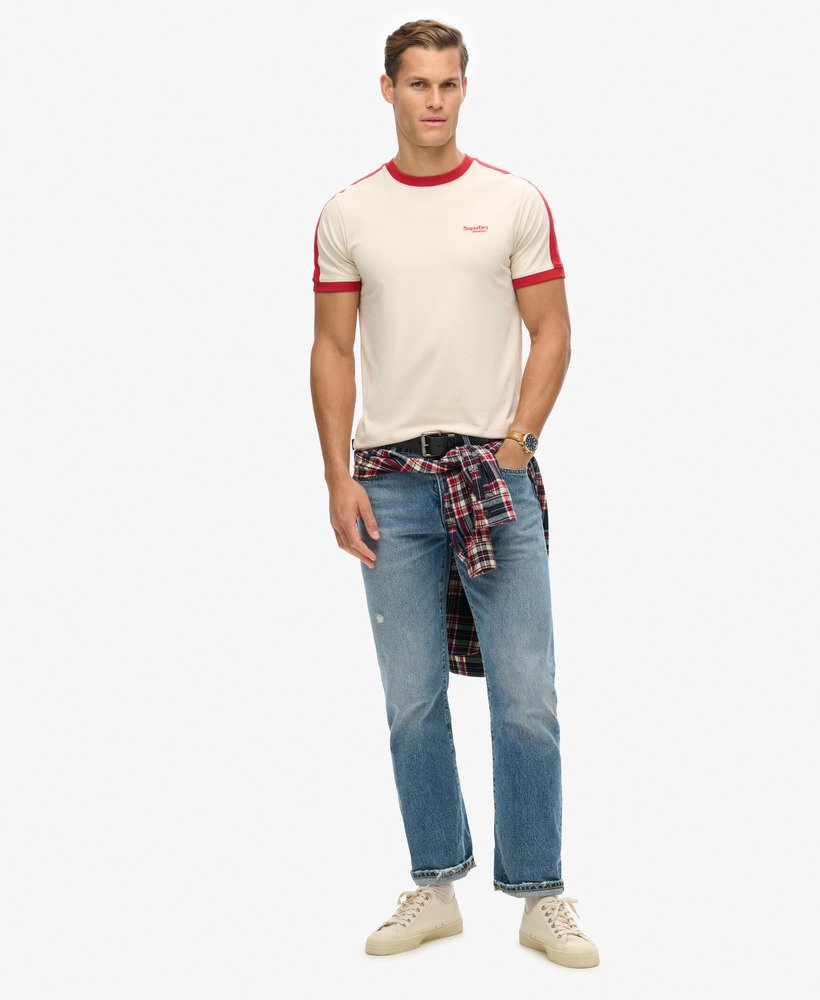 essential logo retro t-shirt in havermoutchilipeperrood
