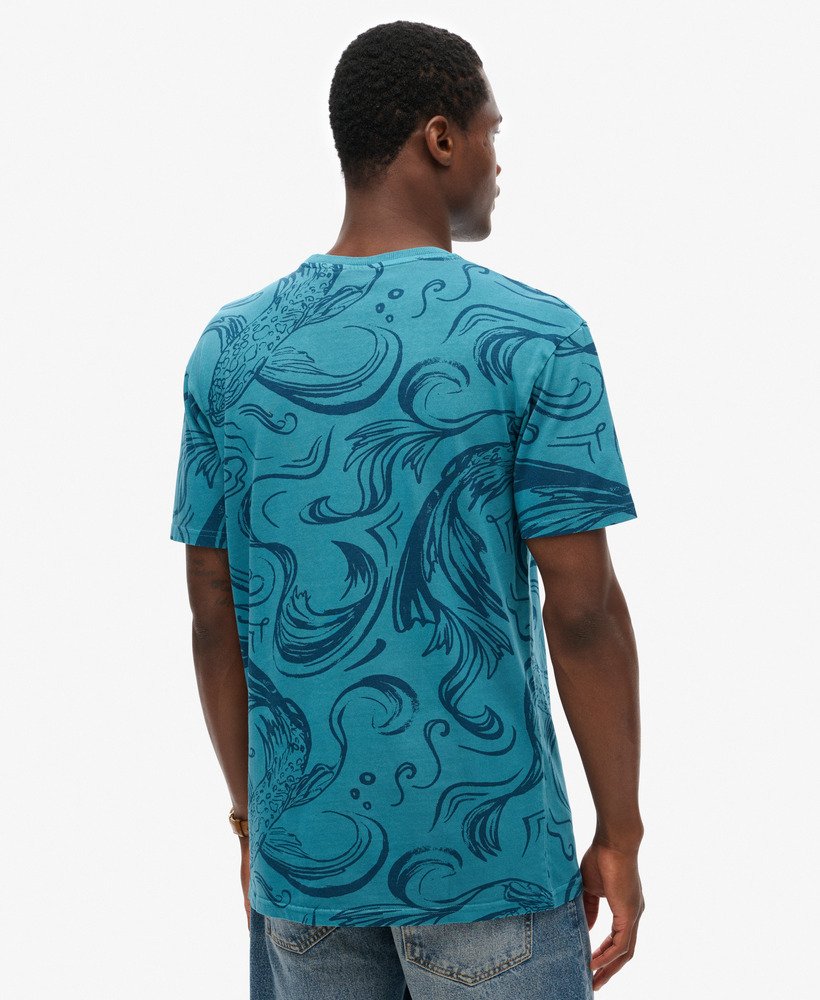 vintage t-shirt met overgeverfde print in quayside blue
