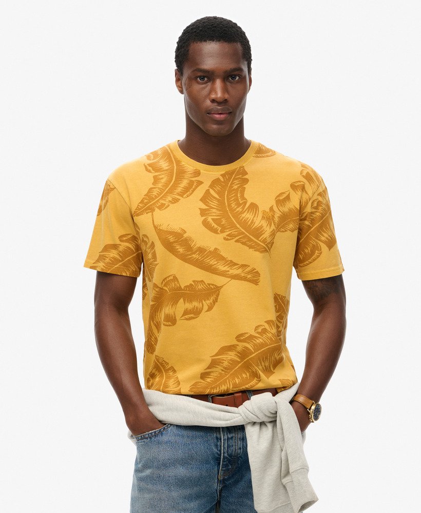 vintage t-shirt met overgeverfde print in woestijngeel