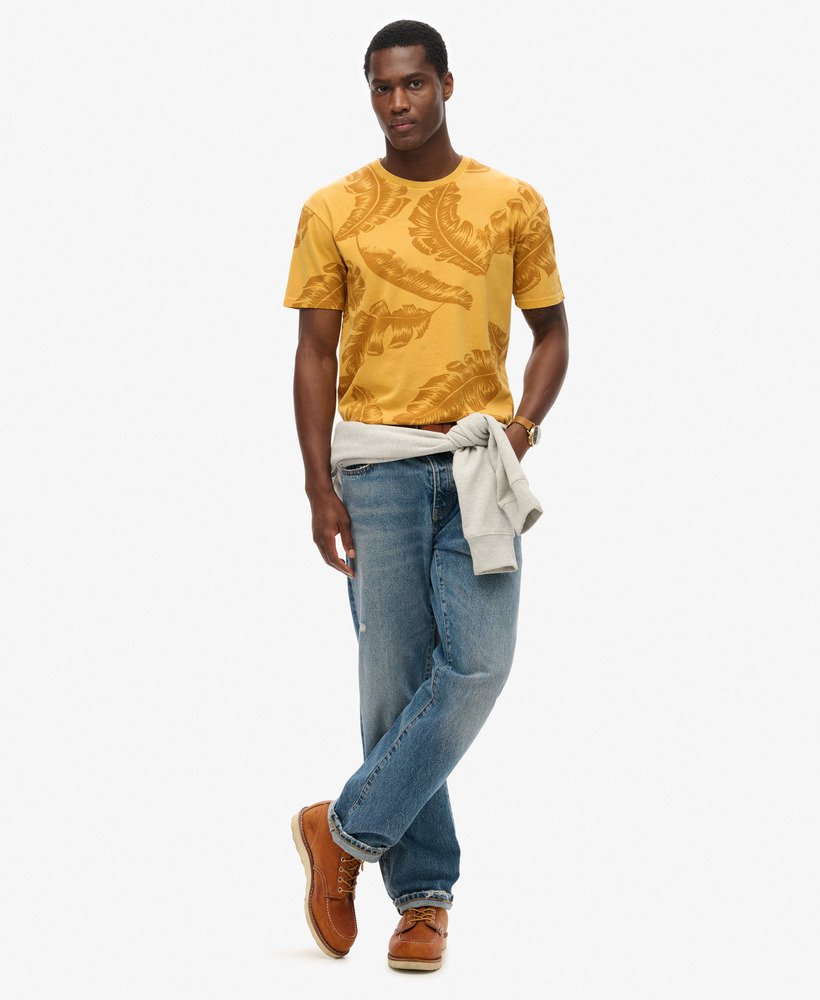 vintage t-shirt met overgeverfde print in woestijngeel