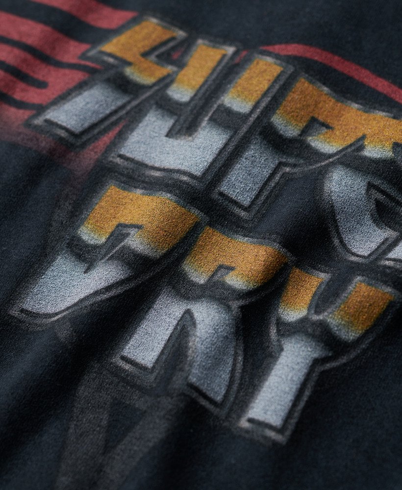 rock graphic band t-shirt in gewassen zwart
