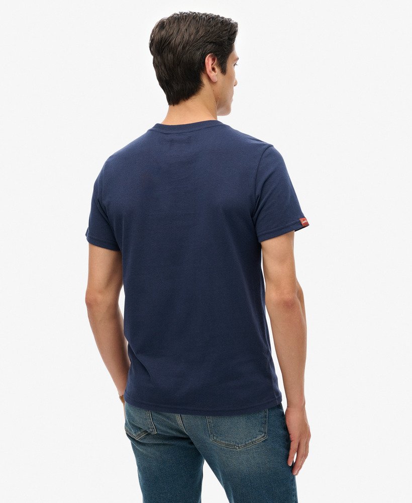 copper label t-shirt met borstprint in marineblauw gemêleerd