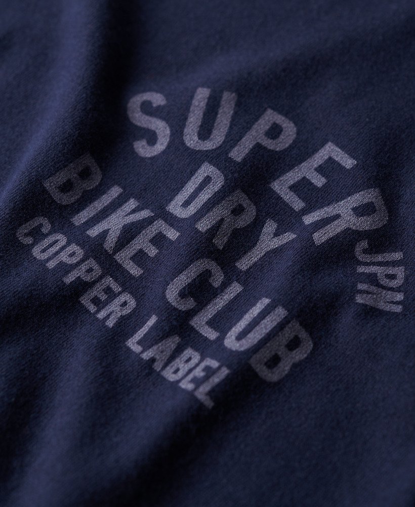 copper label t-shirt met borstprint in marineblauw gemêleerd