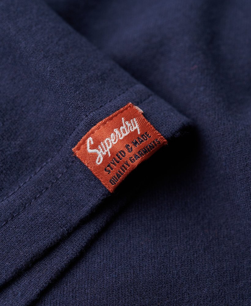 copper label t-shirt met borstprint in marineblauw gemêleerd