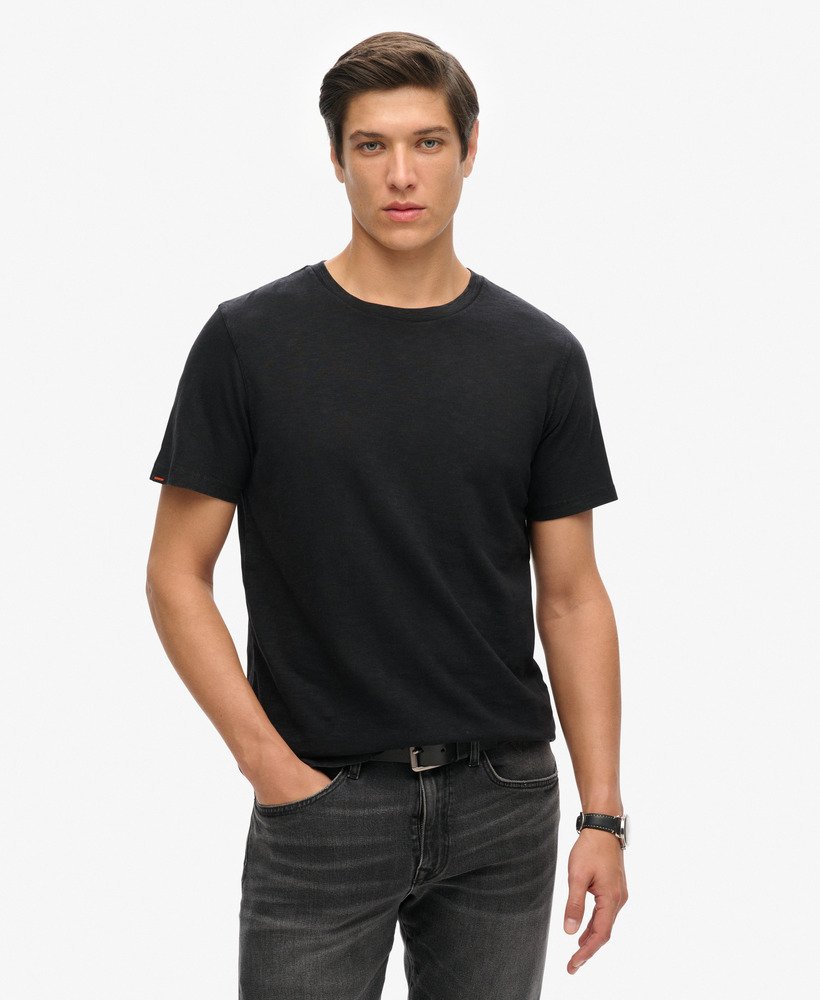 t-shirt met ronde hals en korte mouwen van slubstof in zwart