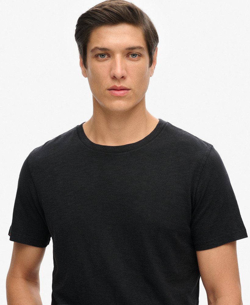 t-shirt met ronde hals en korte mouwen van slubstof in zwart