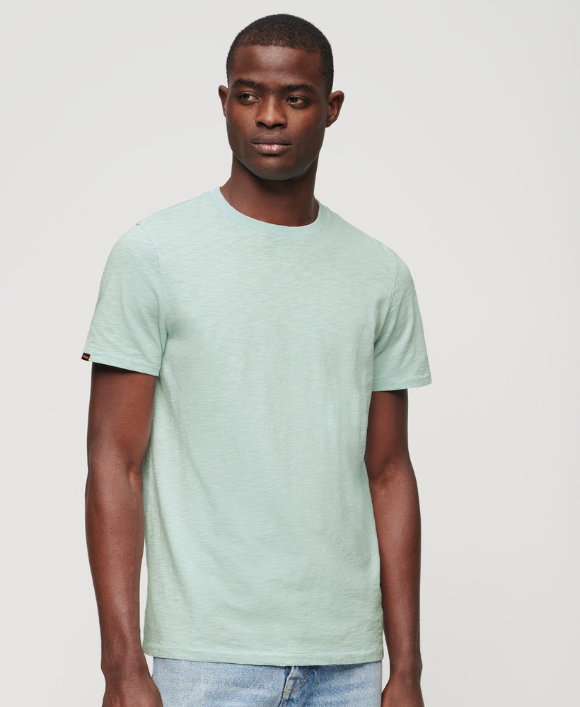 t-shirt met ronde hals en korte mouwen van slubstof in poederblauw.