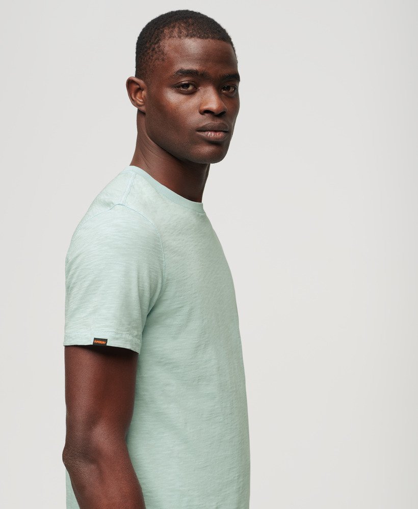 t-shirt met ronde hals en korte mouwen van slubstof in poederblauw.